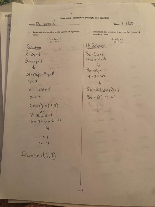 \( \begin{array}{l}\text { 1. Defermine the sotuand io the syiwer of espations } \\ \frac{\text { Solution }}{x-3 y=1} \\ 3 x