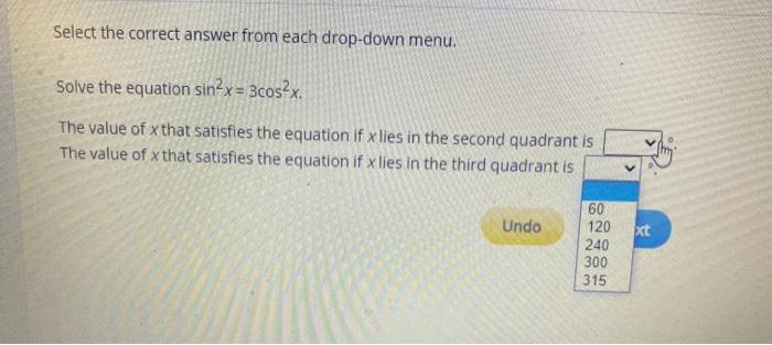 Solved Select the correct answer from each drop-down menu. | Chegg.com