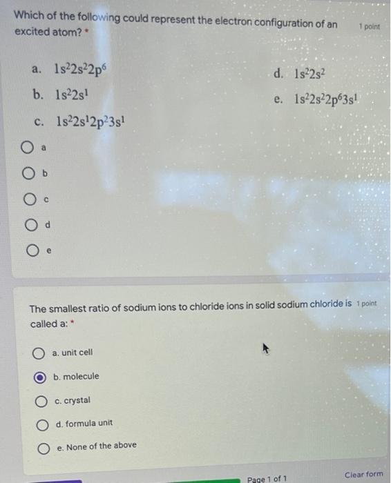 Solved Which of the following could represent the electron | Chegg.com