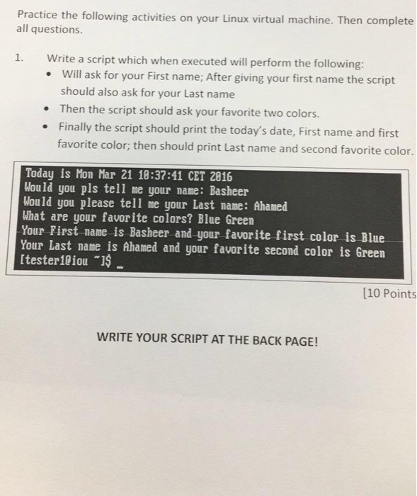Solved Practice the following activities on your Linux | Chegg.com