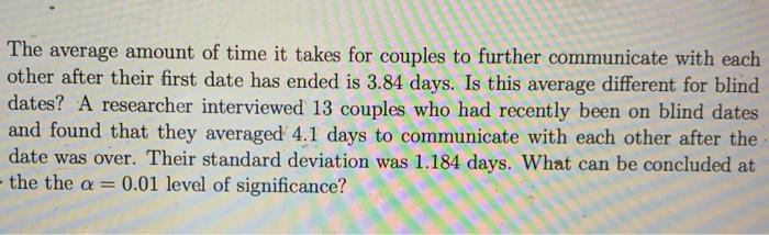 Solved The average amount of time it takes for couples to | Chegg.com