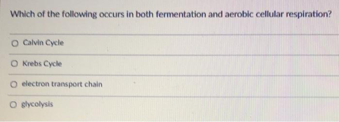 Solved Which of the following occurs in both fermentation | Chegg.com