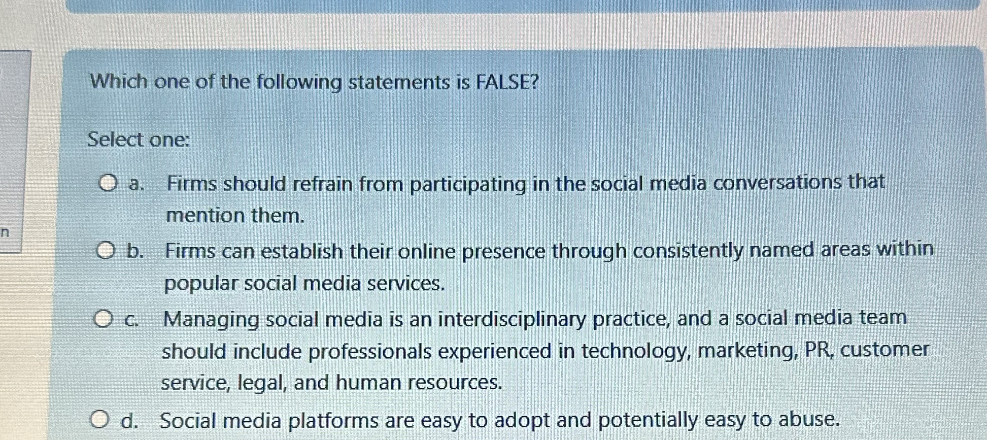 High Quality SOLUTION Which one of the following statements is FALSE