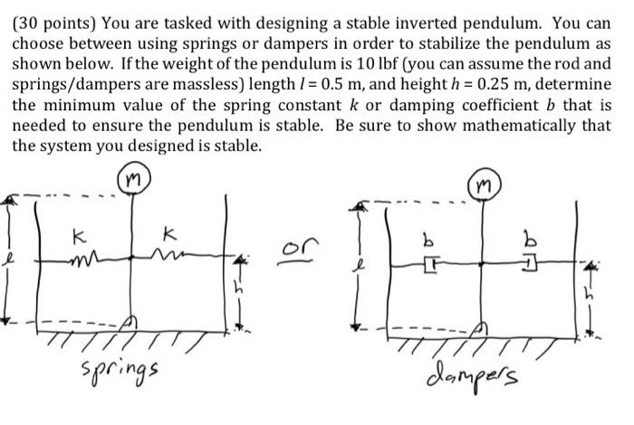 Solved (30 points) You are tasked with designing a stable | Chegg.com