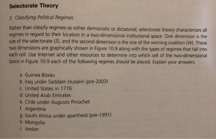 Selectorate Theory 3. Classifying Political Regimes