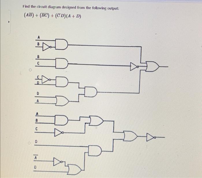 Solved Find The Circuit Diagram Designed From The Following | Chegg.com