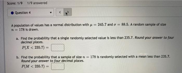 Solved Score: 179 179 answered Question 4 A population of | Chegg.com