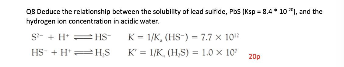Solved Q8 ﻿Deduce the relationship between the solubility of | Chegg.com