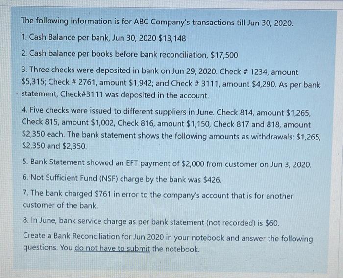 Solved The Following Information Is For ABC Company s Chegg