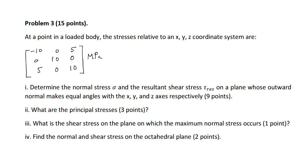 Solved Problem 3 (15 ﻿points).At ﻿a point in ﻿a loaded body, | Chegg.com