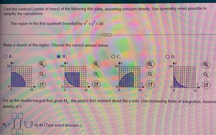 Solved Find The Centroid Center Of Mass Of The Following