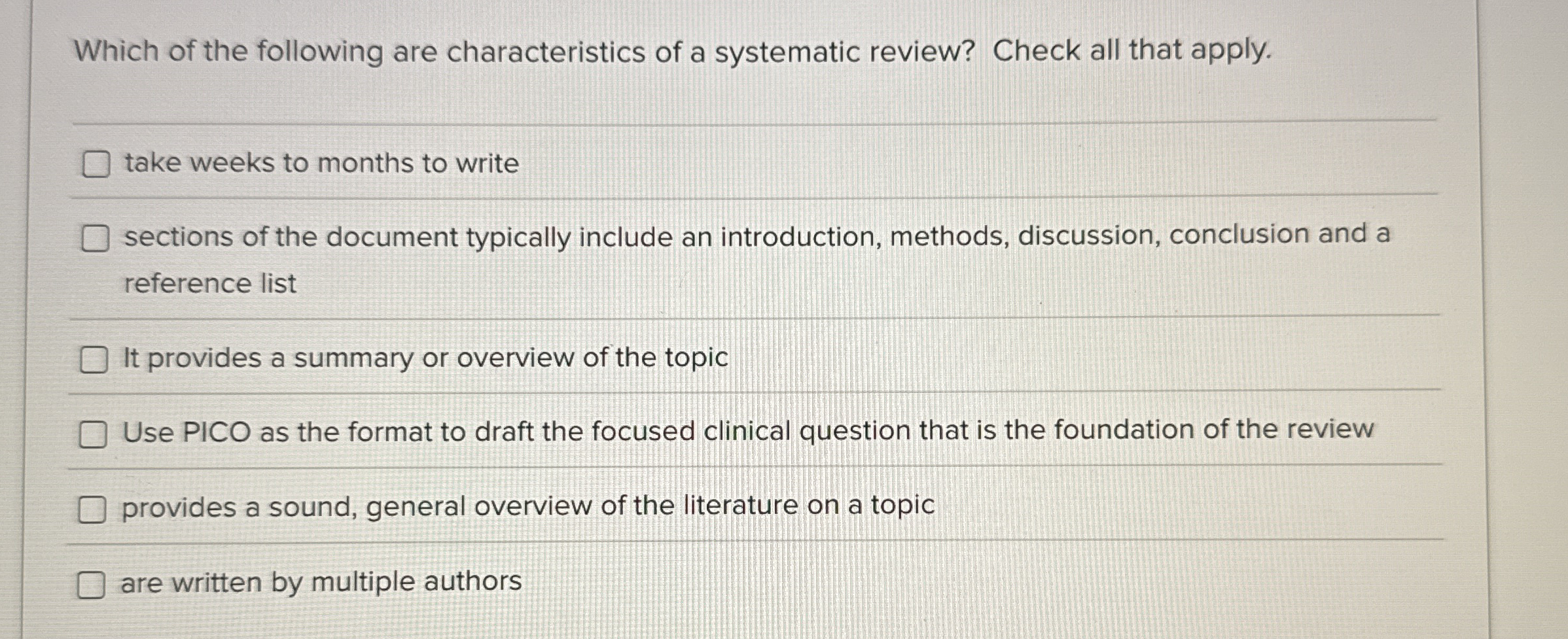 Which of the following are characteristics of a | Chegg.com