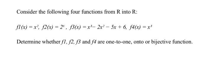 Solved Consider the following four functions from R into R : | Chegg.com