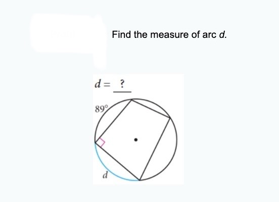 Solved Find the measure of arc d. | Chegg.com