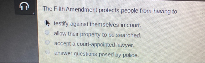 Solved The Fifth Amendment protects people from having to | Chegg.com