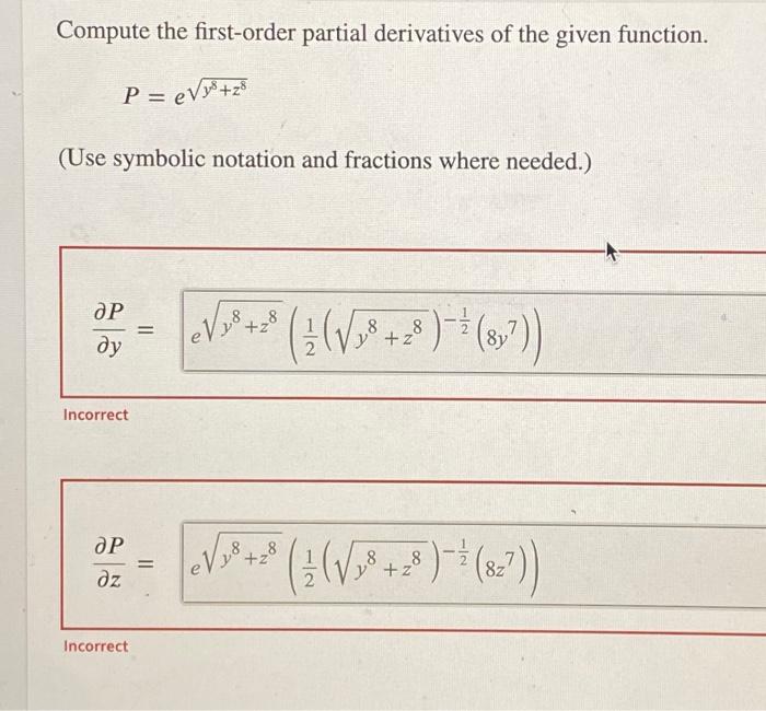 Solved Compute The First Order Partial Derivatives Of The 2756