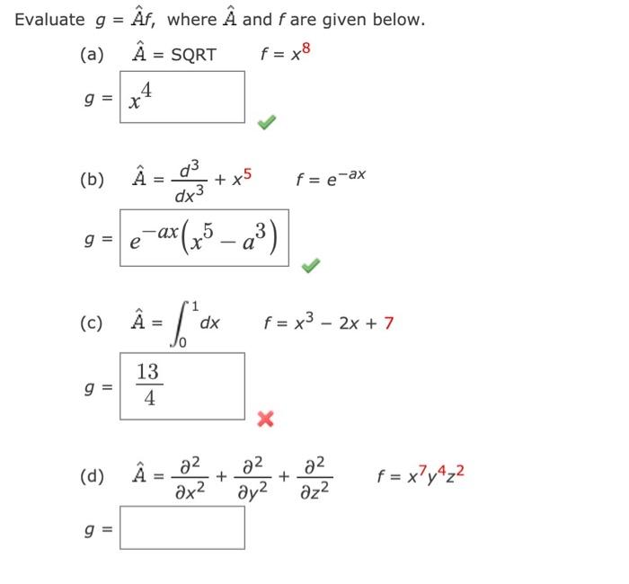 Solved Evaluate G Af Where A And F Are Given Below A Chegg Com