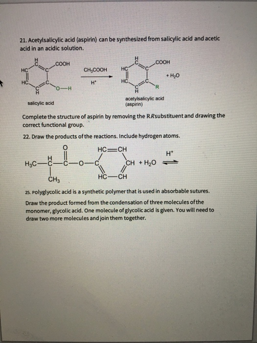 Solved 21. Acetylsalicylic acid (aspirin) can be synthesized | Chegg.com