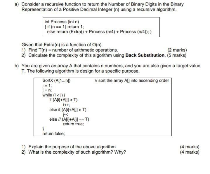 Solved a) Consider a recursive function to return the Number | Chegg.com