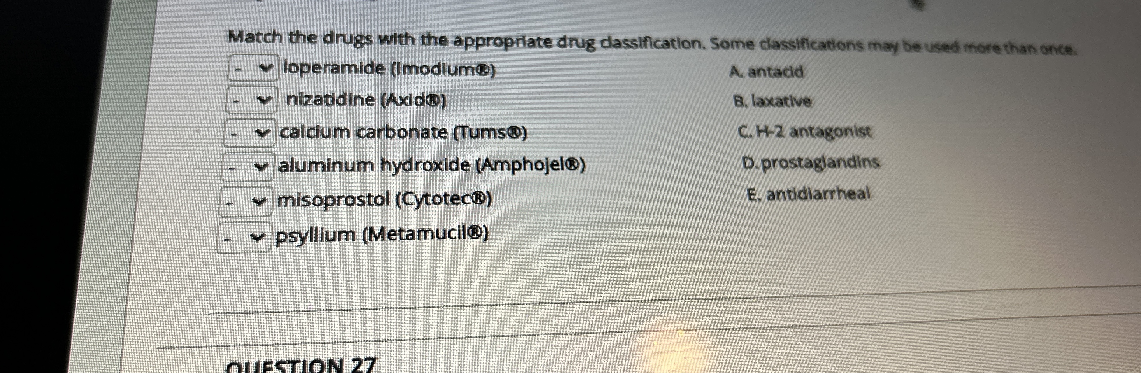 Solved Match the drugs with the appropriate drug | Chegg.com
