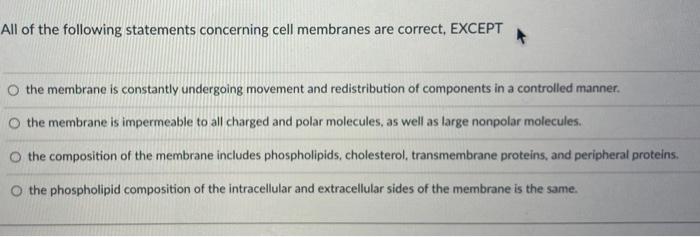 Solved All of the following would INCREASE membrane | Chegg.com