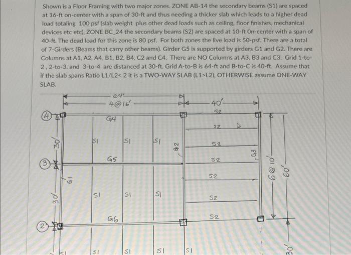 Solved Shown is a Floor Framing with two major zones. ZONE | Chegg.com