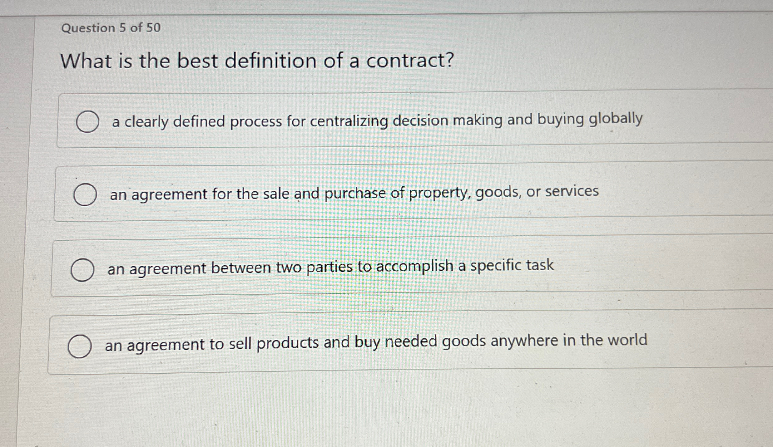 Solved Question 5 ﻿of 50What is the best definition of a | Chegg.com