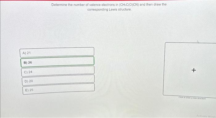 determine the number of valence electrons in ch3c o cn