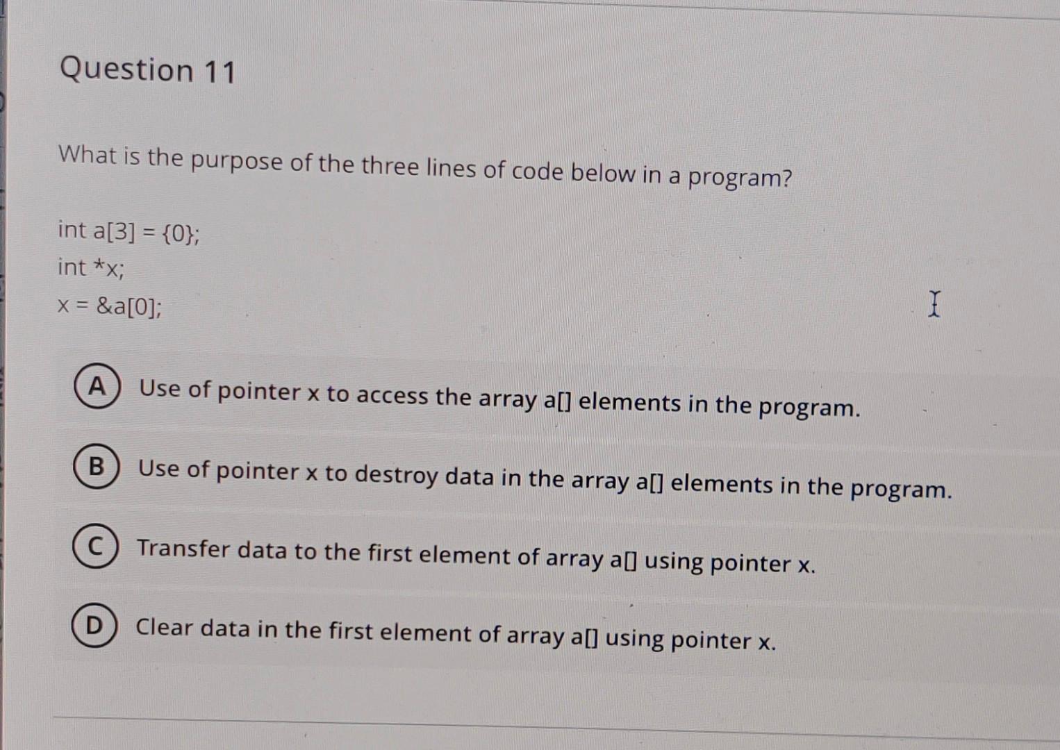 Solved Question 11 What is the purpose of the three lines of | Chegg.com