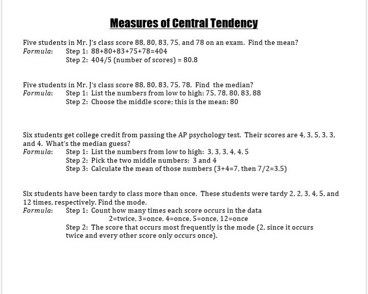 Central Tendency, Overview, Measures & Examples - Lesson