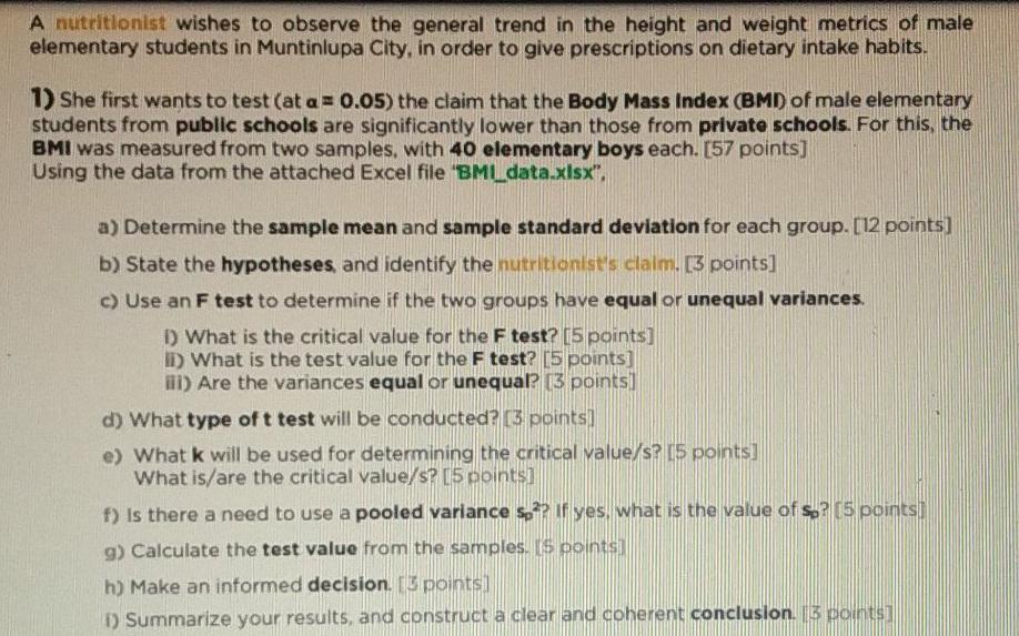 Solved A Nutritionist Wishes To Observe The General Trend In Chegg Com