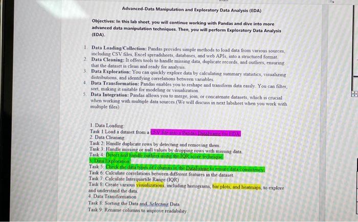 Solved Advanced-Data Manipulation and Exploratory Data | Chegg.com