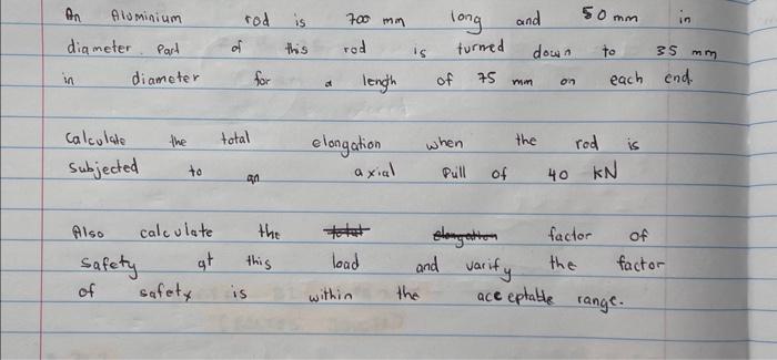 Solved An Aluminium rod is 700 mm long and 50 mm in | Chegg.com