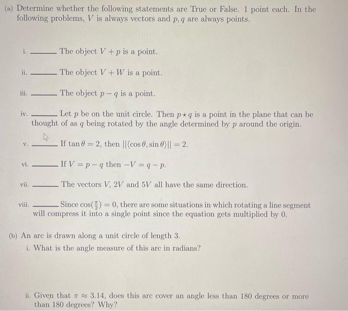 Solved a) Determine whether the following statements are | Chegg.com