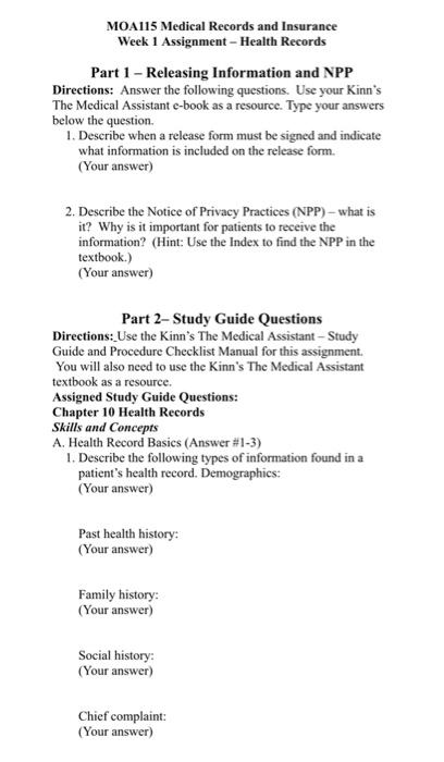 Solved 2. Describe the Notice of Privacy Practices (NPP) - | Chegg.com