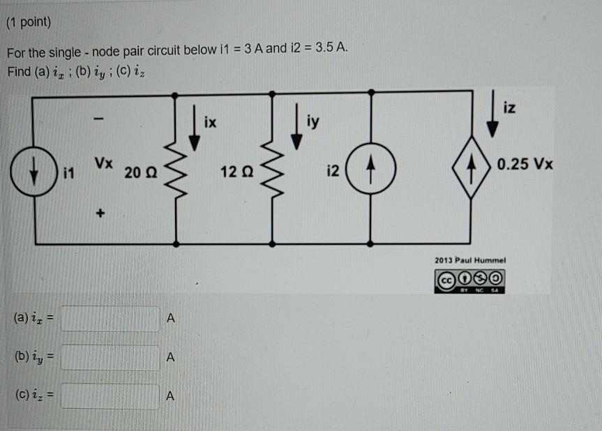 Solved (1 point) For the single - node pair circuit below i1 | Chegg.com