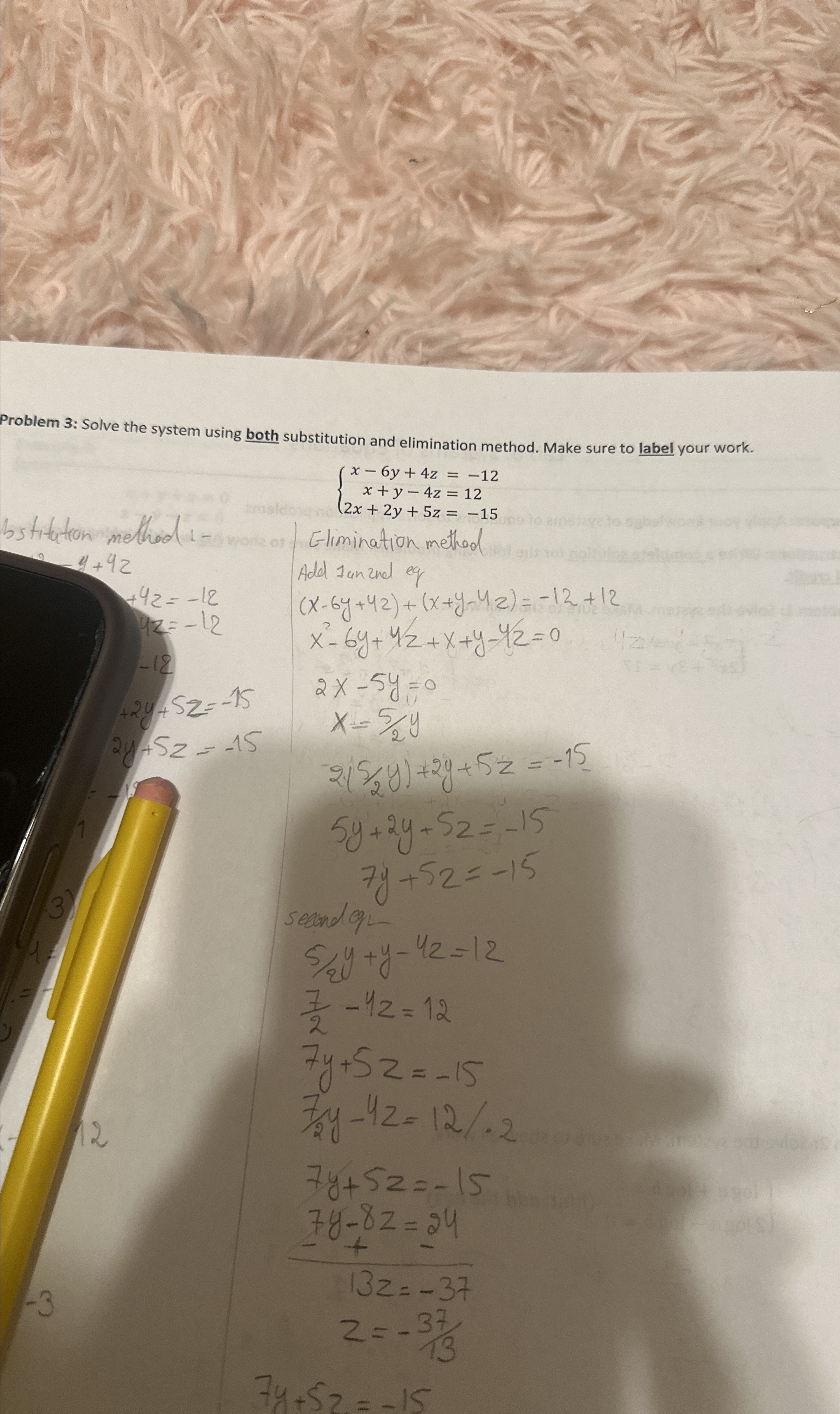 Solved Problem 3: Solve the system using both substitution | Chegg.com