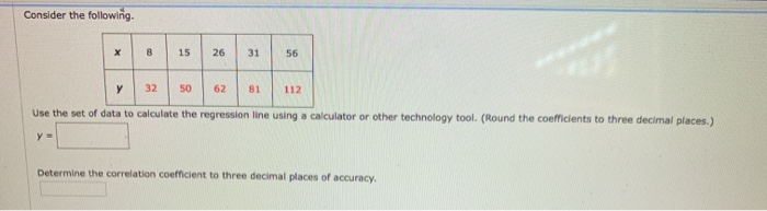 Solved Consider the following. Use the set of data to | Chegg.com