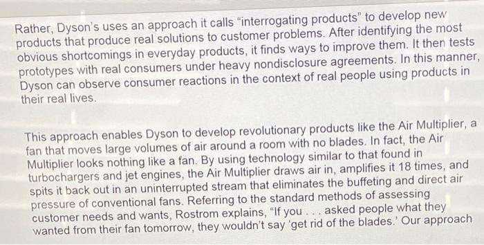 Solved Case Study: Dyson Solving Customer Problems in Ways | Chegg.com