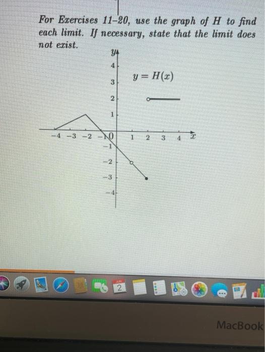 Solved For Exercises 11-20, use the graph of H to find each | Chegg.com