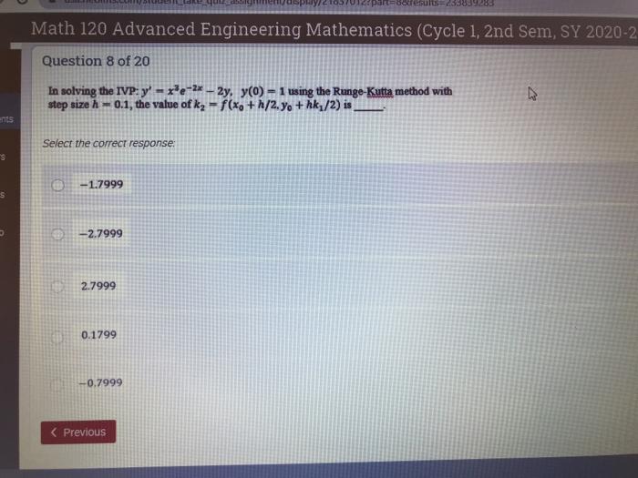 Solved Math 120 Advanced Engineering Mathematics (Cycle 1, | Chegg.com