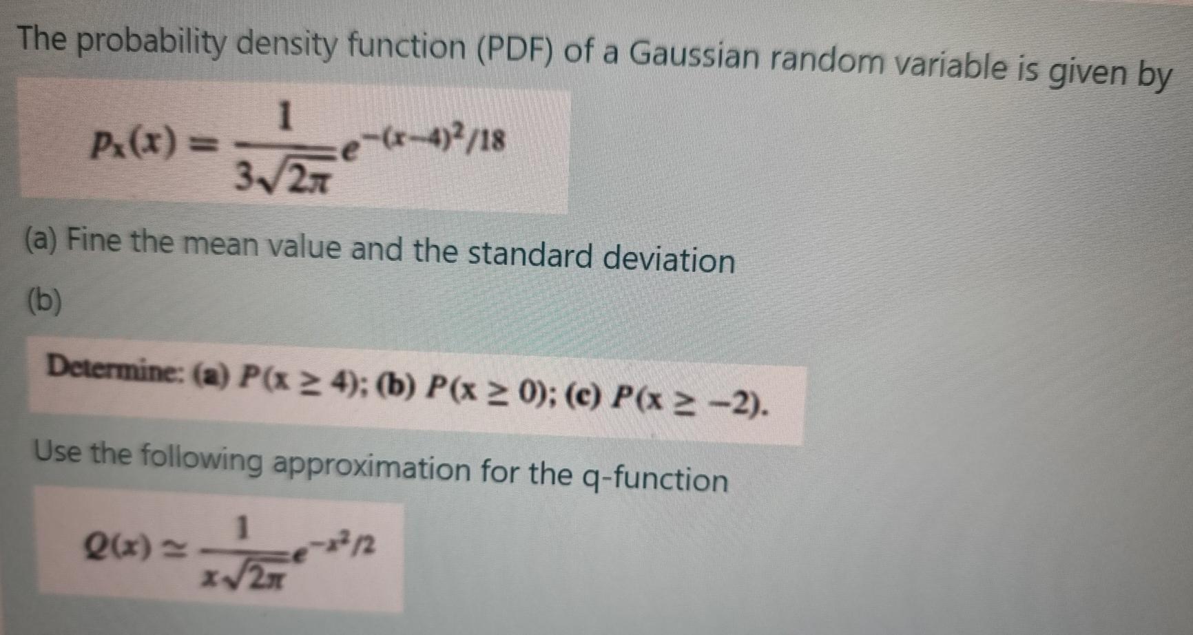 Solved The probability density function (PDF) of a Gaussian | Chegg.com