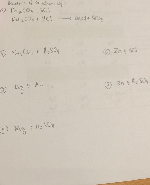 Solved Reaction Of Solution W/: . Na2CO3 + HCl Na2CO3 + HCl | Chegg.com