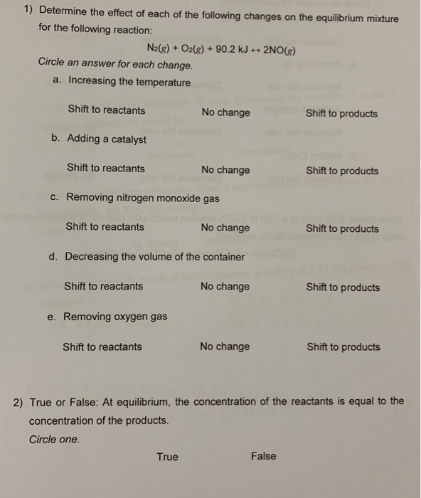 Solved 1) Determine the effect of each of the following | Chegg.com