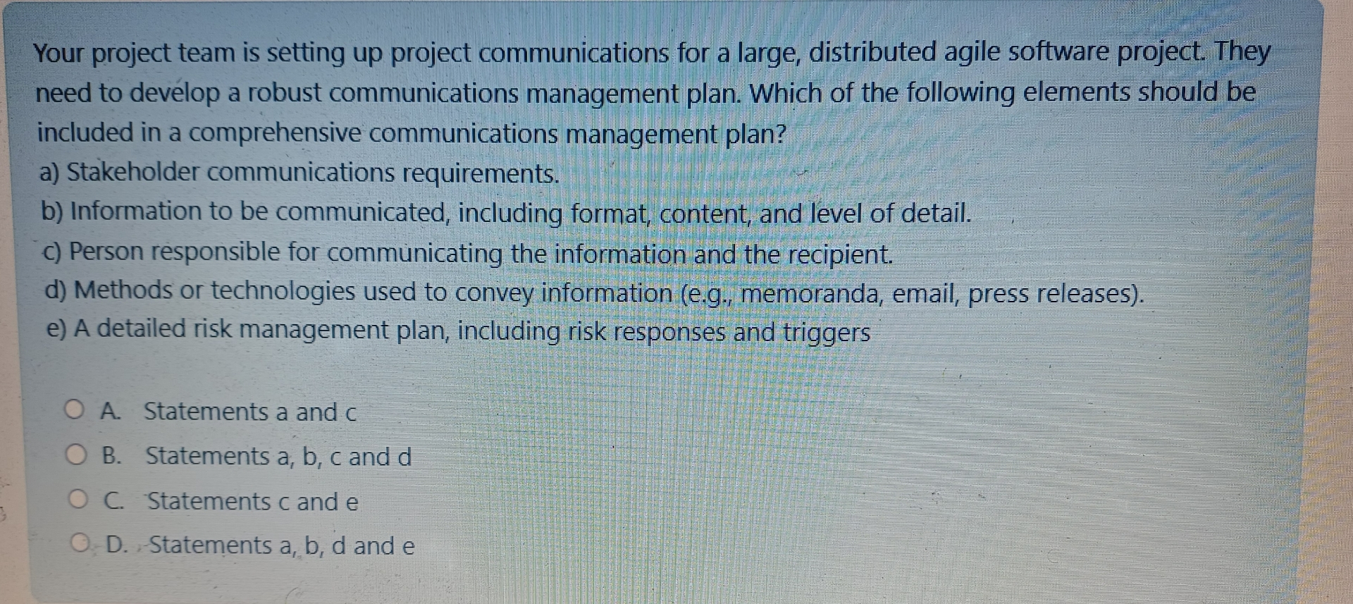 Solved Your project team is setting up project | Chegg.com