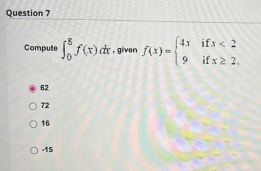 Solved Compute ∫08fxdx Given Fx 4x9 If X 0953