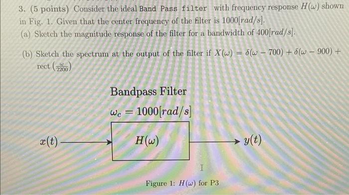 Solved 3. (5 points) Consider the ideal Band Pass filter | Chegg.com