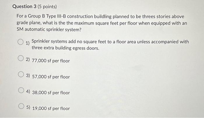 Solved For A Group B Type III-B Construction Buildling | Chegg.com