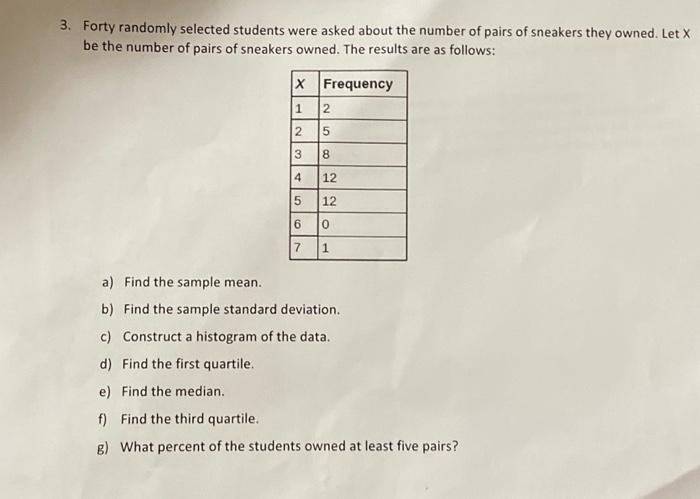 Solved 3. Forty randomly selected students were asked about | Chegg.com