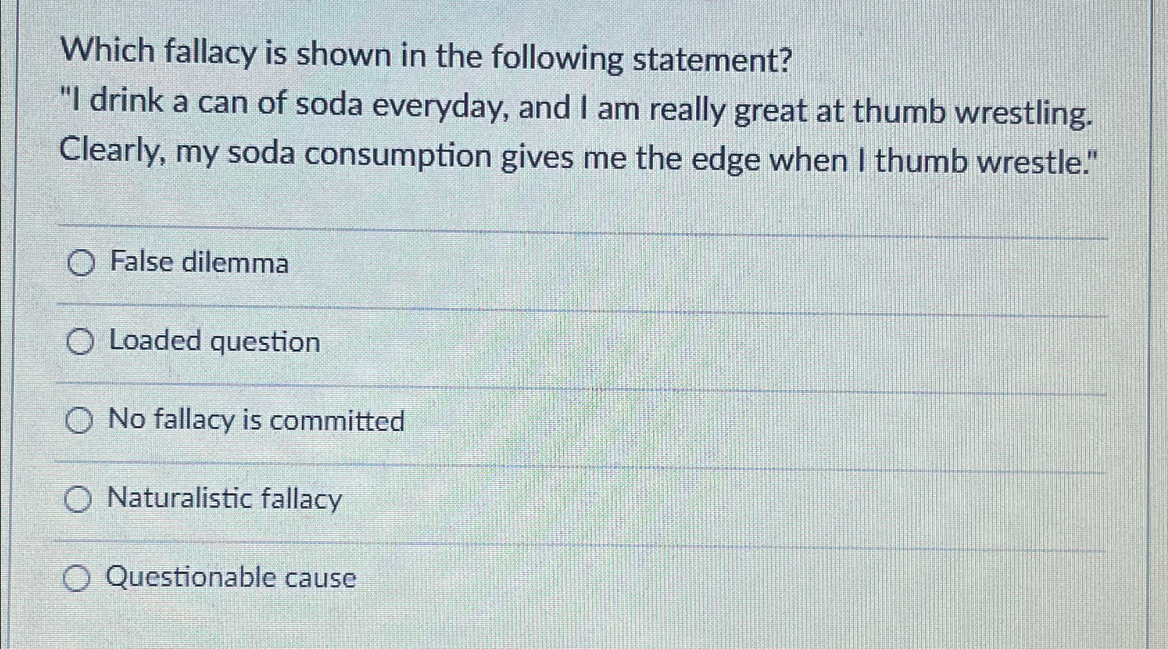Solved Which fallacy is shown in the following statement?"I | Chegg.com